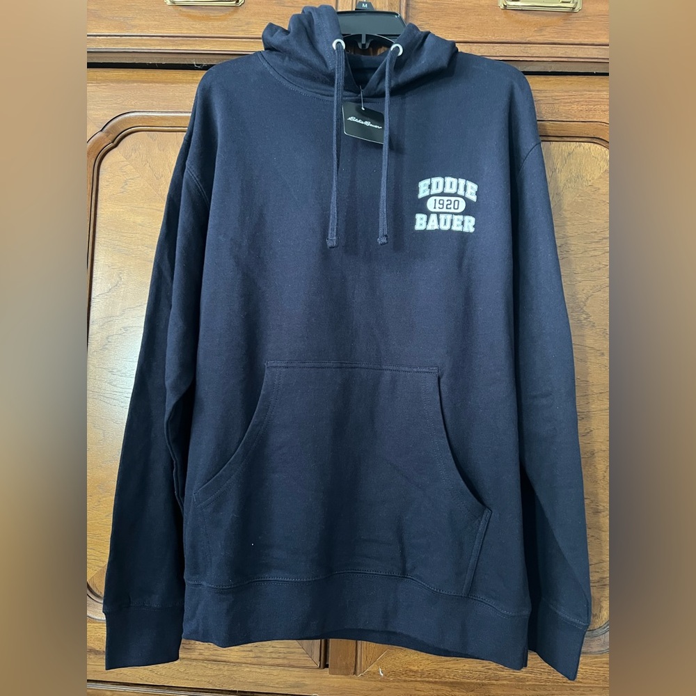 Eddie Bauer Black Hoodie Sweatshirt solid Navy blue